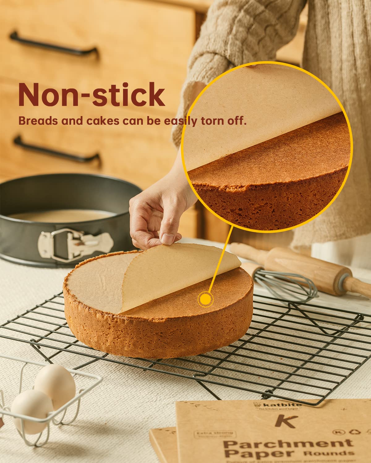 Katbite 200Pcs 8 Inch Parchment Paper Rounds, Unbleached & Non-Stick, Precut Parchment Circles For Spring Pan, Storage/Freezing